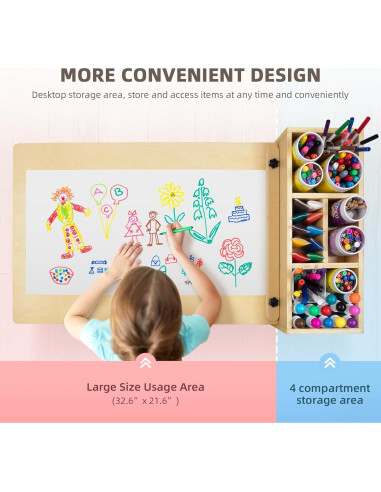 Mesa de Arte para Niños TOOKYTOY con 2 Sillas y Estantes