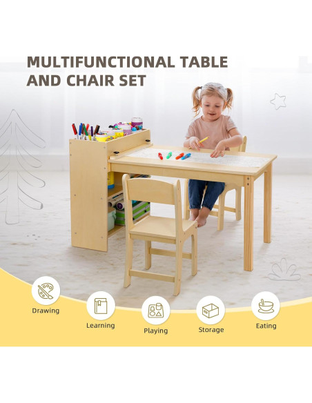 Mesa de Arte para Niños TOOKYTOY con 2 Sillas y Estantes