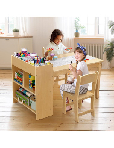 Mesa de Arte para Niños TOOKYTOY con 2 Sillas y Estantes