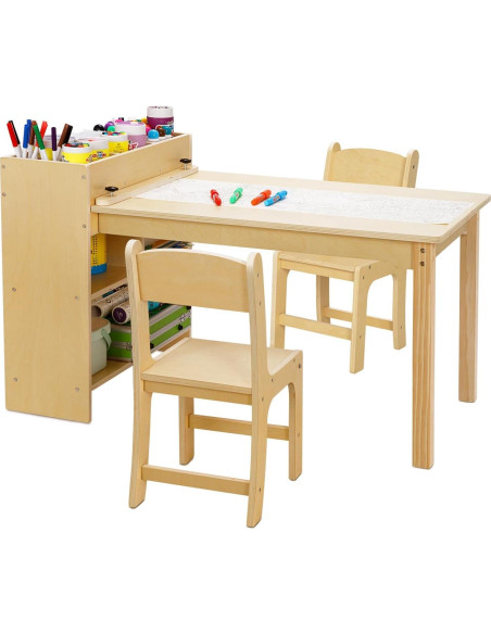 Mesa de Arte para Niños TOOKYTOY con 2 Sillas y Estantes