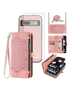 Funda Asuwish Cartera para Google Pixel 7A 5G Oro Rosa