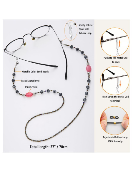 Cadena de Gafas para Mujeres con Perlas y Soporte Antideslizante Cadena de Gafas para Mujeres con Perlas y Soporte Antideslizante