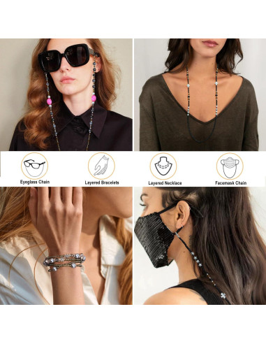 Cadena de Gafas para Mujeres con Perlas y Soporte Antideslizante