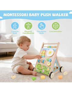 Andador de Madera Montessori YHHYToy 2.83 kg con Actividades 2