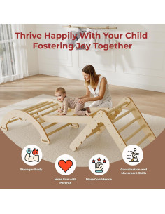 Conjunto Triángulo Pikler LINKHOO 9 en 1 Madera Natural 2