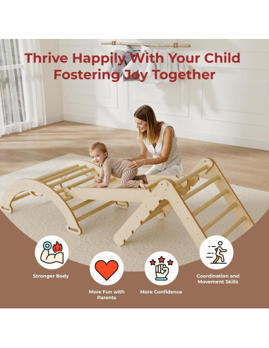 Conjunto Triángulo Pikler LINKHOO 9 en 1 Madera Natural