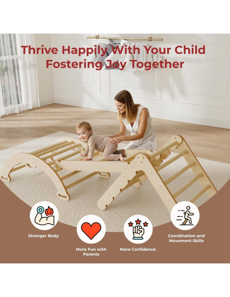 Conjunto Triángulo Pikler LINKHOO 9 en 1 Madera Natural