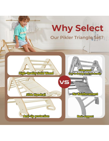 Conjunto Triángulo Pikler LINKHOO 9 en 1 Madera Natural