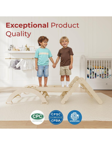 Conjunto Triángulo Pikler LINKHOO 9 en 1 Madera Natural