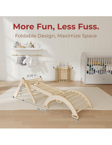 Conjunto Triángulo Pikler LINKHOO 9 en 1 Madera Natural