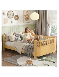 Cama Infantil Twin Mirightone de Madera con Barandillas Removibles