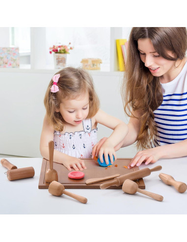 Juego de herramientas de plastilina KODMIS con 7 piezas de madera