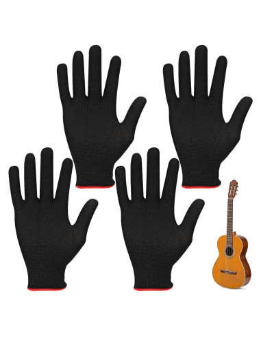 Guantes de guitarra negros - 2 pares - Protección para dedos