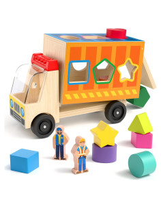 Camión de Clasificación de Formas Coogam - Juguete Educativo de Madera para Niños de 2 a 4 Años