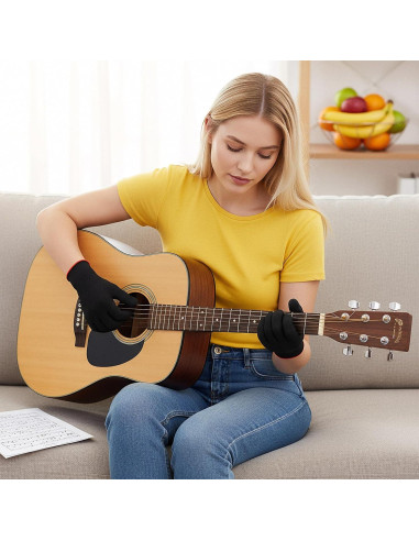 Guantes de guitarra negros - 2 pares - Protección para dedos
