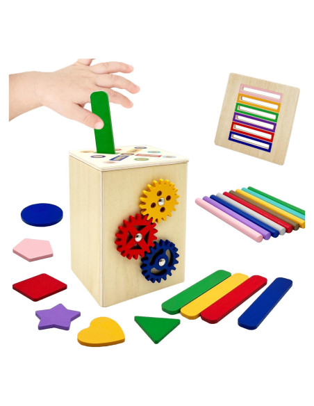 Juguetes Montessori de Madera PLSFSS 3 en 1 para Niños 1-3 Años