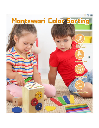 Juguetes Montessori de Madera PLSFSS 3 en 1 para Niños 1-3 Años