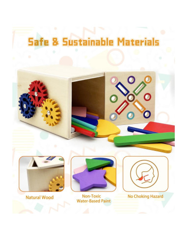 Juguetes Montessori de Madera PLSFSS 3 en 1 para Niños 1-3 Años