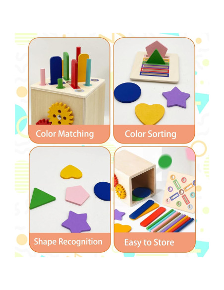 Juguetes Montessori de Madera PLSFSS 3 en 1 para Niños 1-3 Años