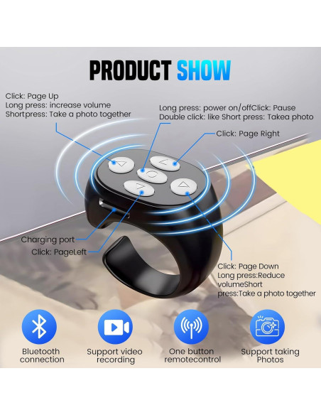 Control Remoto Inalámbrico Bluetooth AULCTR 2026 Negro