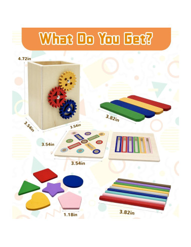 Juguetes Montessori de Madera PLSFSS 3 en 1 para Niños 1-3 Años