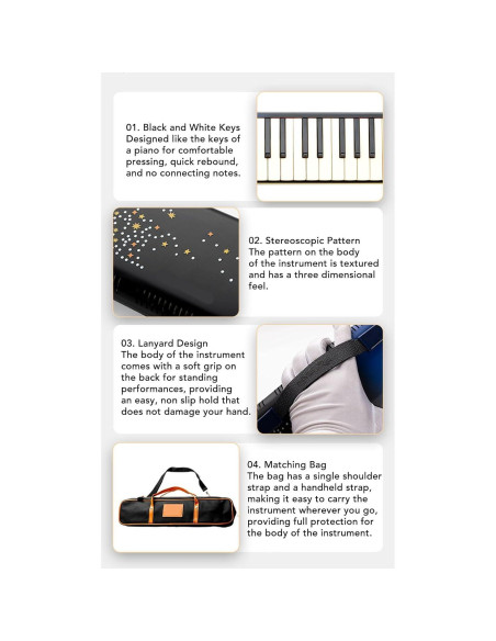 Melodica de aire Aoaoyyphdfg2mx0 con 37 teclas y accesorios
