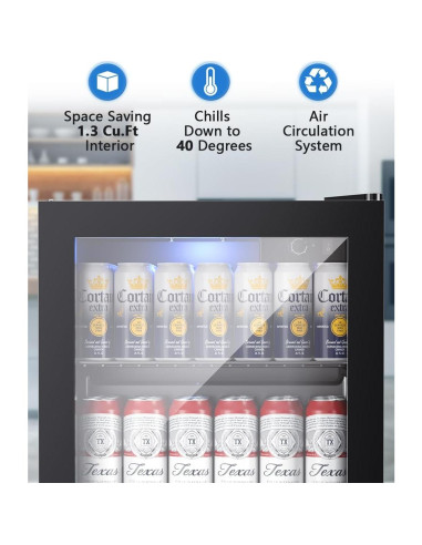 Refrigerador de Bebidas Joy Pebble 36.9L con Puerta de Vidrio