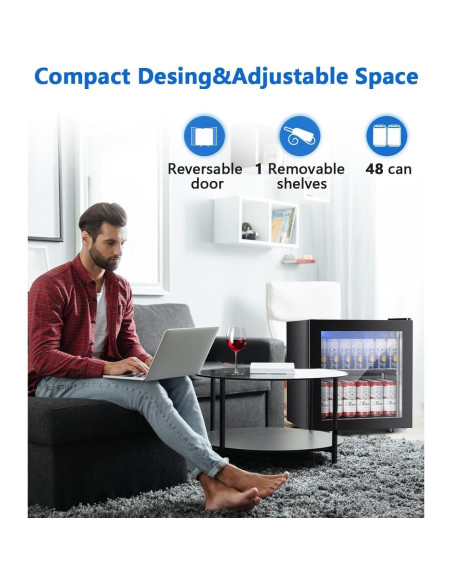 Refrigerador de Bebidas Joy Pebble 36.9L con Puerta de Vidrio