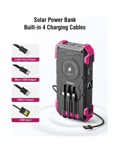 Banco de Energía Solar 42800mAh Sudrov Cargador Inalámbrico