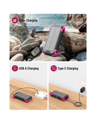 Banco de Energía Solar 42800mAh Sudrov Cargador Inalámbrico