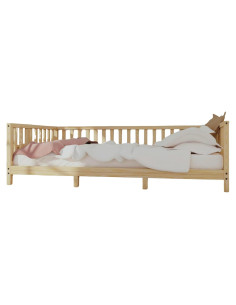 Cama Montessori de Piso Madera Pino Natural 58 cm Altura