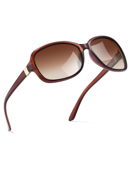 Gafas de sol polarizadas SIPHEW para mujeres UV400 marrones