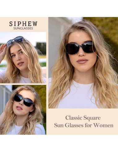 Gafas de sol polarizadas SIPHEW para mujeres UV400 marrones