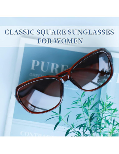 Gafas de sol polarizadas SIPHEW para mujeres UV400 marrones