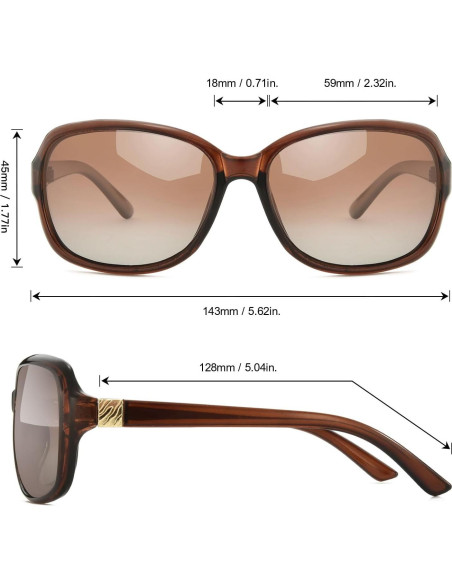 Gafas de sol polarizadas SIPHEW para mujeres UV400 marrones