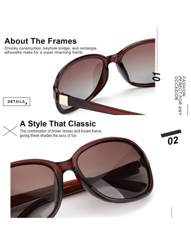 Gafas de sol polarizadas SIPHEW para mujeres UV400 marrones