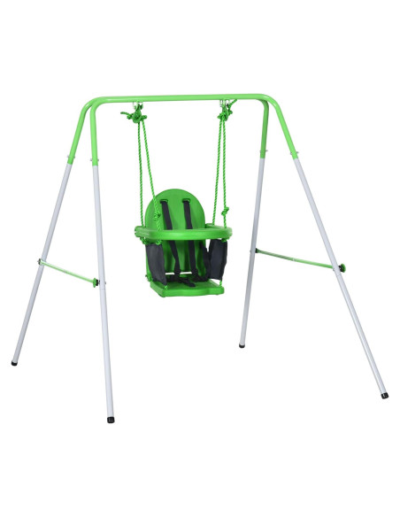 Columpio para Niños Outsunny Verde con Cinturón de Seguridad