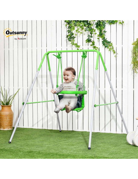 Columpio para Niños Outsunny Verde con Cinturón de Seguridad