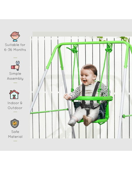 Columpio para Niños Outsunny Verde con Cinturón de Seguridad