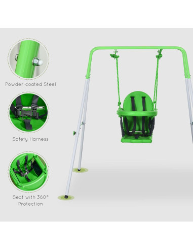 Columpio para Niños Outsunny Verde con Cinturón de Seguridad