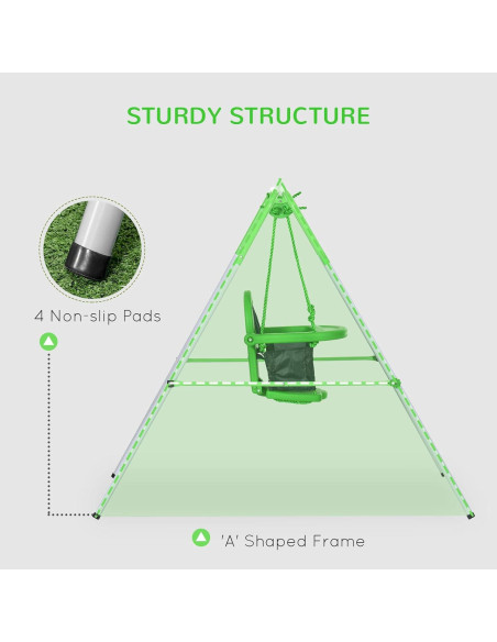 Columpio para Niños Outsunny Verde con Cinturón de Seguridad