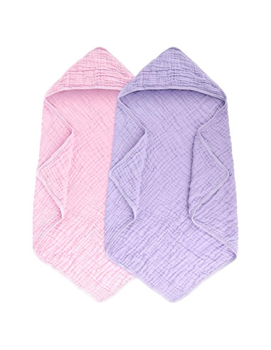 Toallas de bebé Synrroe de muselina con capucha 2 Pack 81x81 cm