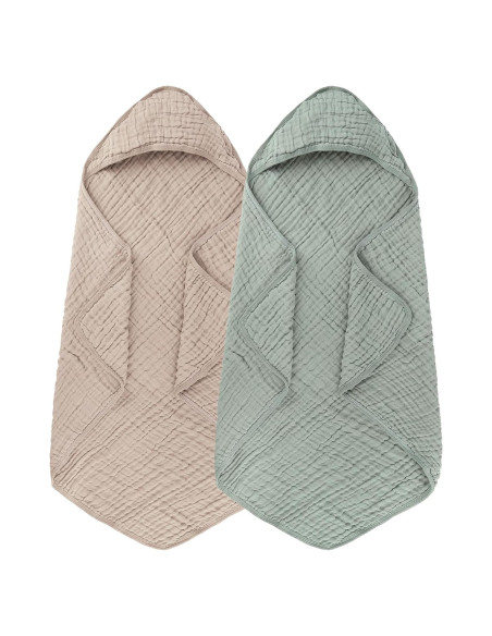 Toallas de Muselina con Capucha Synrroe 2 Pack 81x81 cm