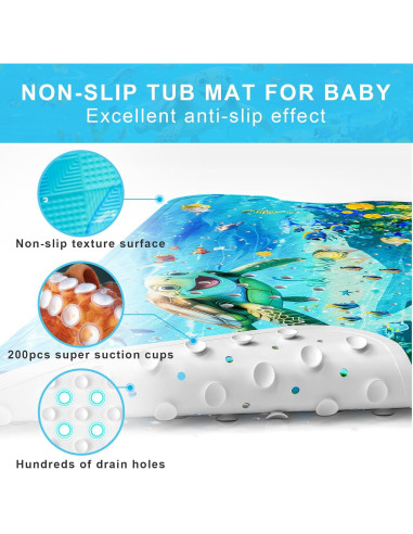 Alfombrilla de Baño Antideslizante Elisstaence Tortuga 101.6x40.6cm