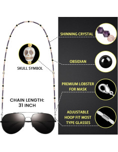 Cadena de Gafas de Obsidiana Natural Harmony - 78.74 cm 2