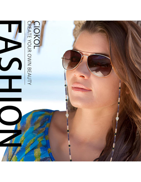 Cadena de Gafas de Obsidiana Natural Harmony - 78.74 cm