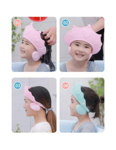 Gorro de Ducha Ajustable para Bebé Silicona TPE Rosa 2
