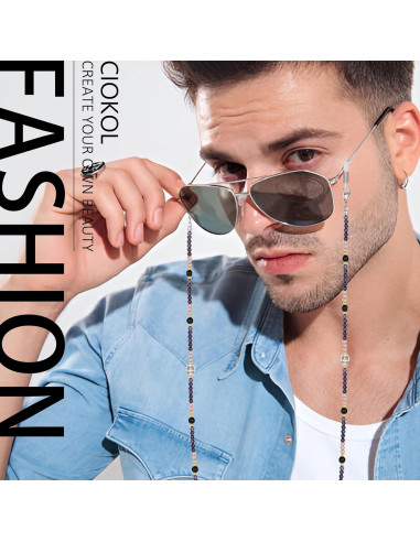 Cadena de Gafas de Obsidiana Natural Harmony - 78.74 cm