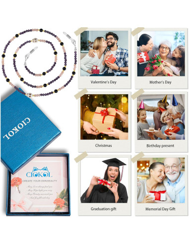 Cadena de Gafas de Obsidiana Natural Harmony - 78.74 cm