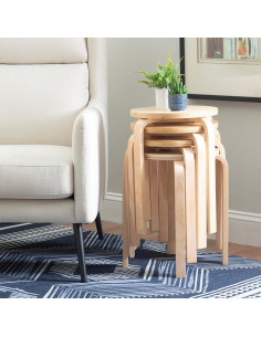 Conjunto de 4 Taburetes Apilables Linon Natural 44.5 cm 2